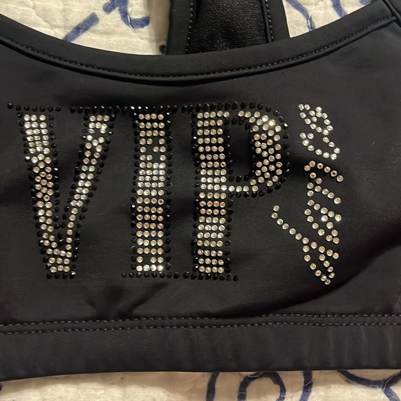 4/$20 Trendy Trends medium dance top. 8-10. Black VIP dance in silver bling. - Picture 2 of 5